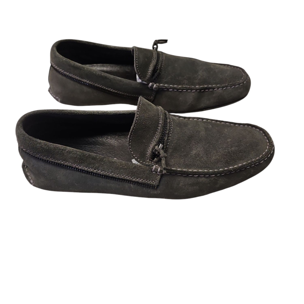 John Varvatos Gray Suede Slip-On Loafers - Picture 2 of 6